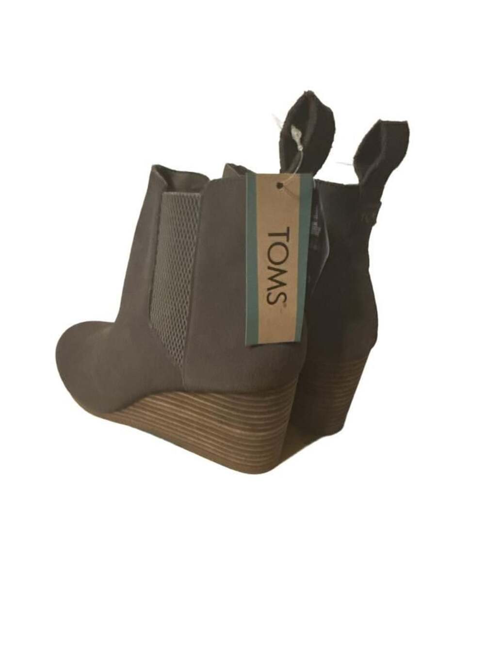 Toms Kallie Wedge Bootie Size 11 Grey Suede Ankle Booties